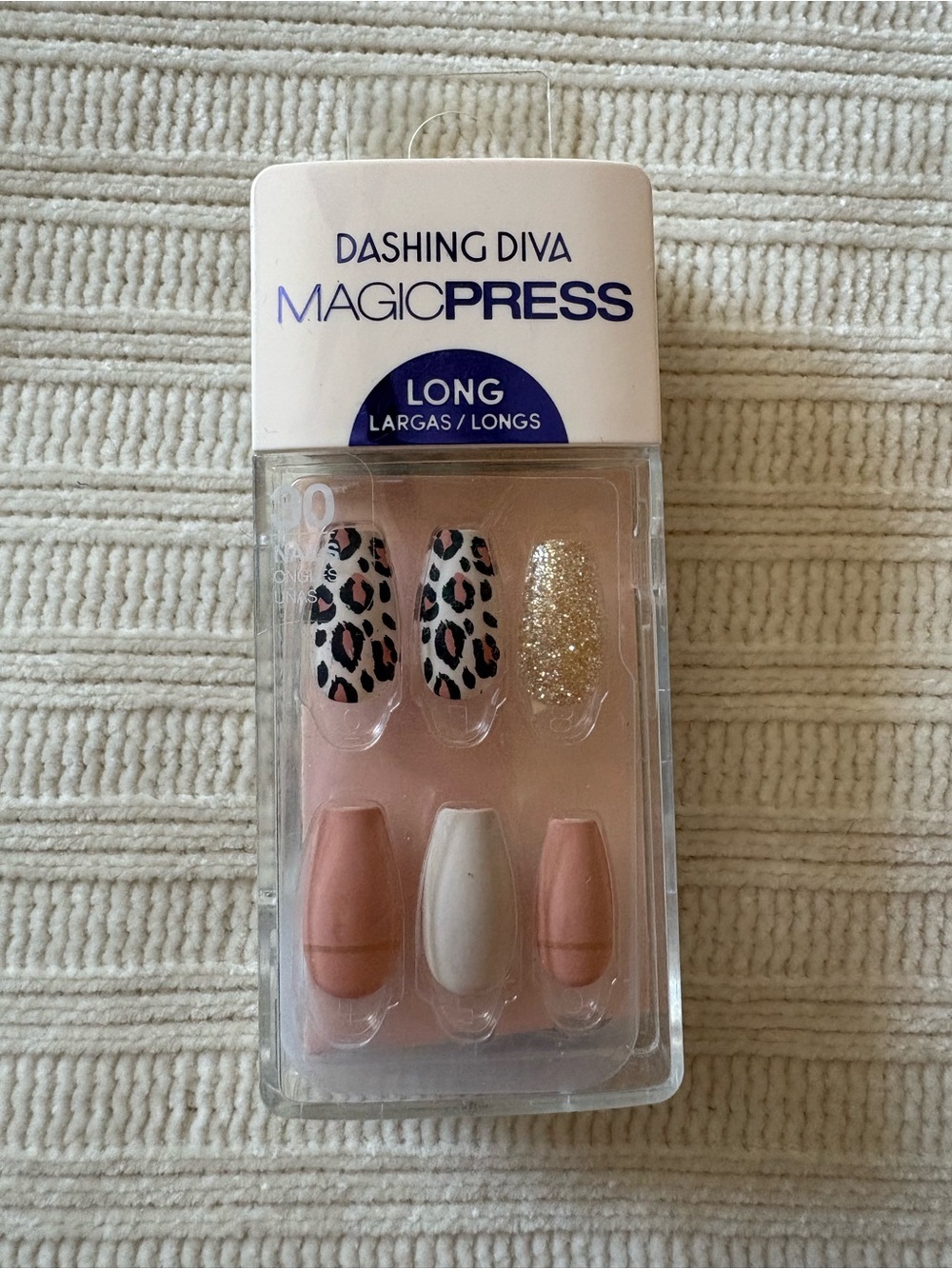 Dashing Diva MagicPress Long Press-On Nails - Pink, White & Glitter Leopard Set